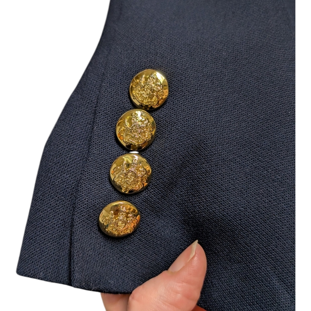 100% Pure New Wool Ralph Lauren Dark Blue Blazer with Gold Buttons - Picture 7 of 12